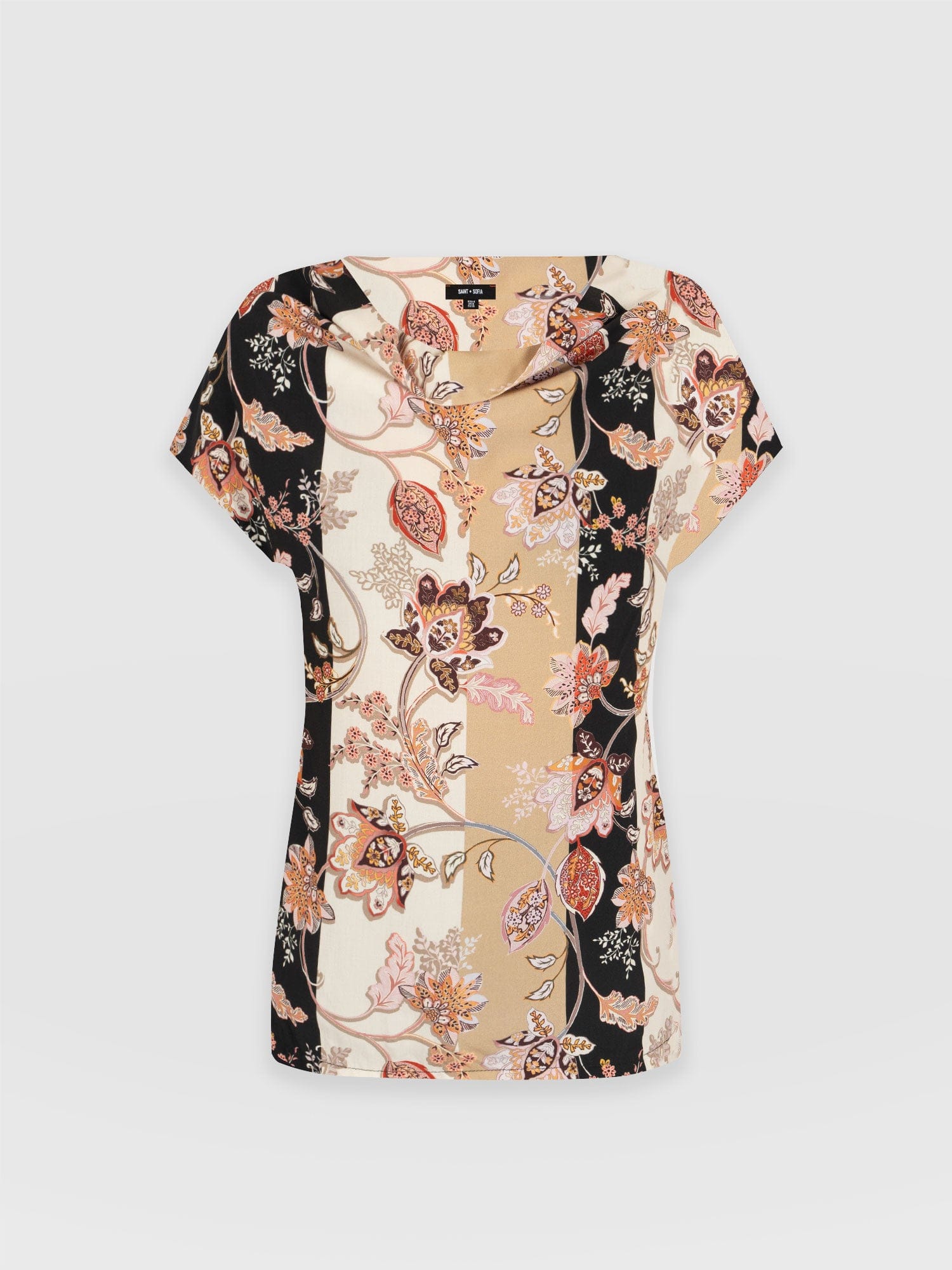 Cowl Neck Tee Paisley Stripe - Women's T-Shirts | Saint + Sofia® EU